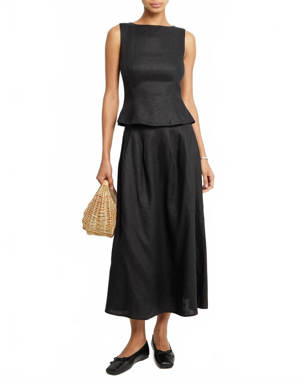 NEW FEW MODA aveline linen set in black